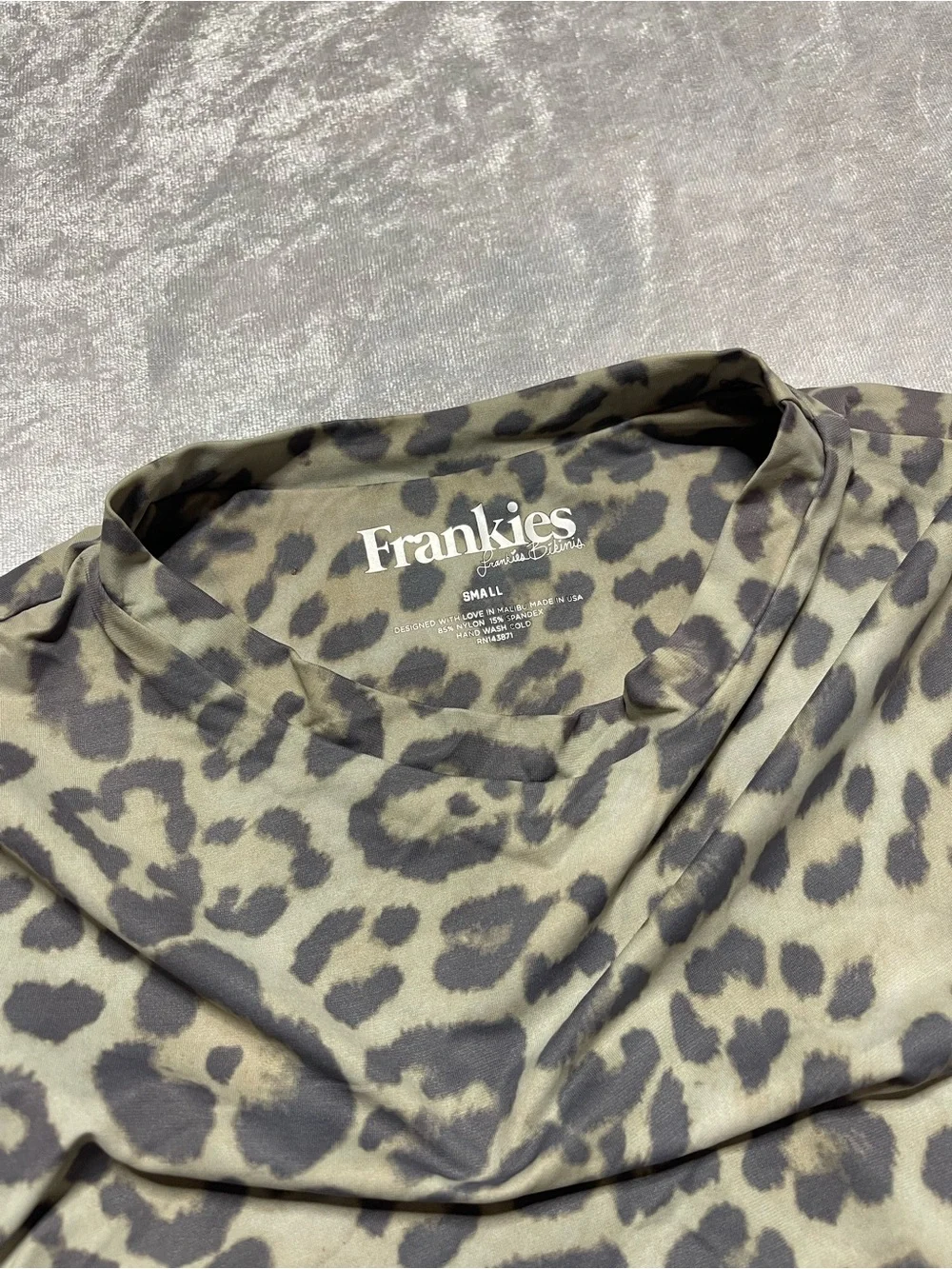 Frankie's Bikinis Olive & Black Leopard Lace-Up Crop Top